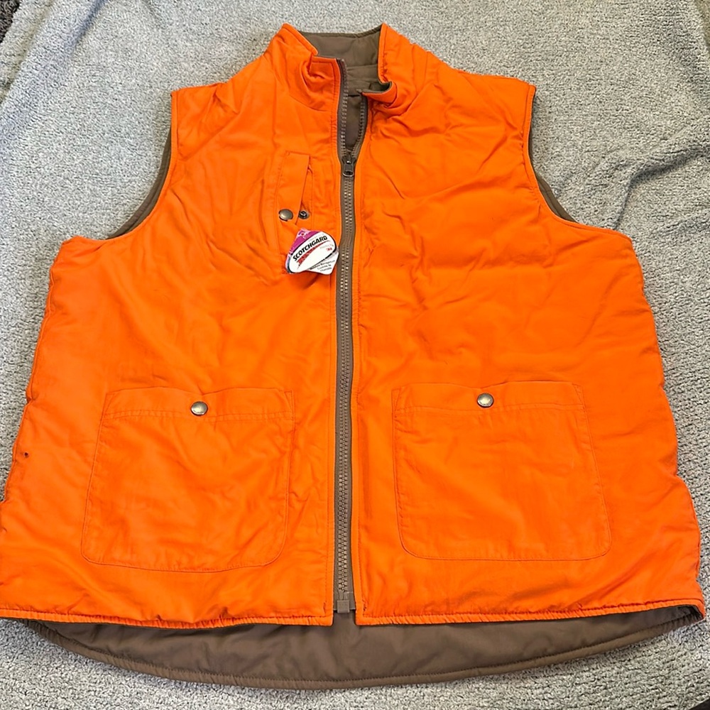 Duluth Trading Co Orange and Brown Vest